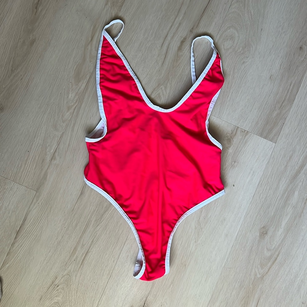 Neon bright red one piece